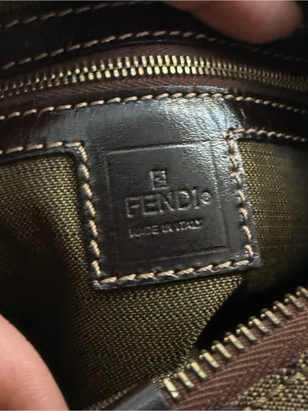AUTHENTIC Fendi Brown Zucca FF Canvas Double-Handle Shoulder Bag - Picture 11 of 13